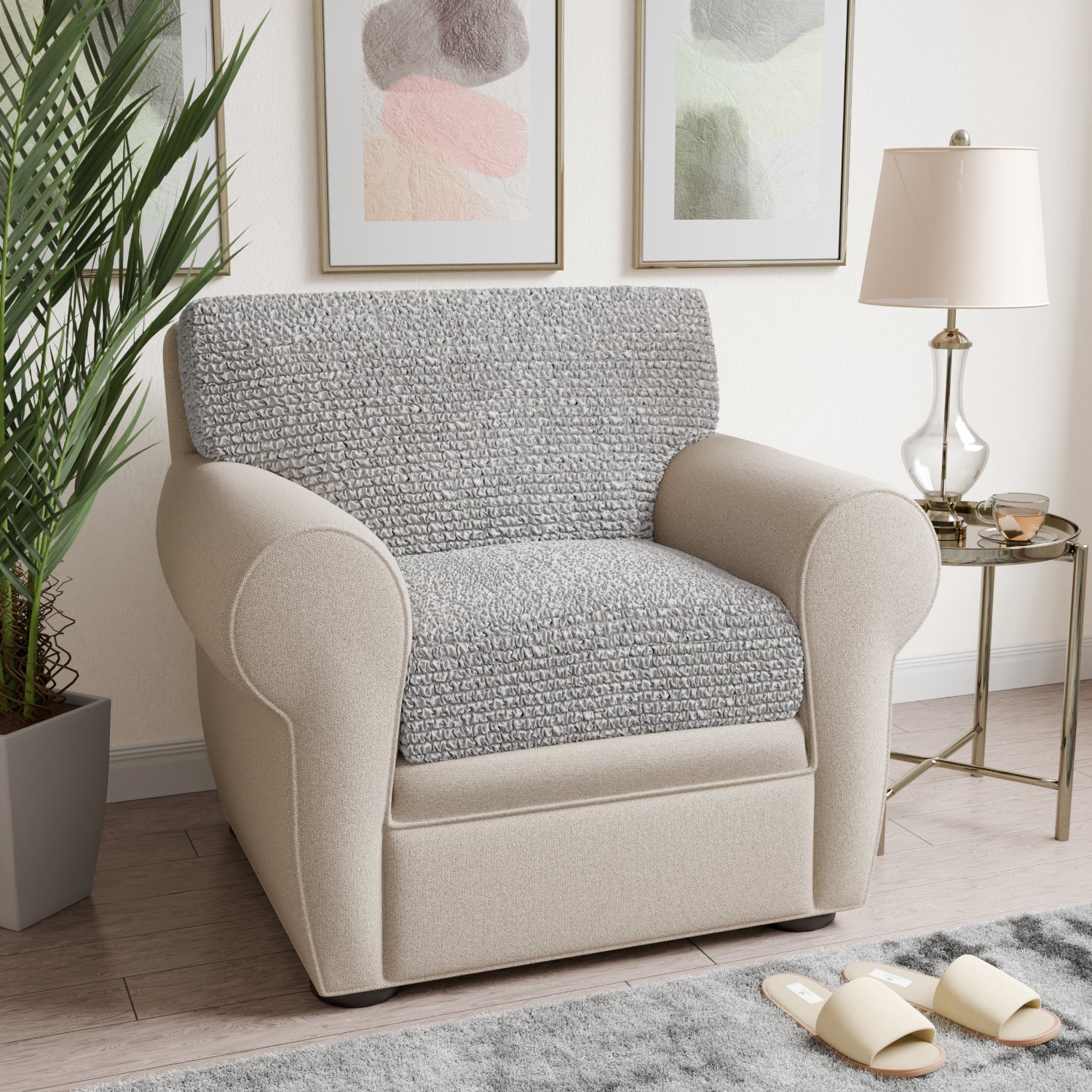 Light Grey Seat Cushion Cover, Microfibra Collection
