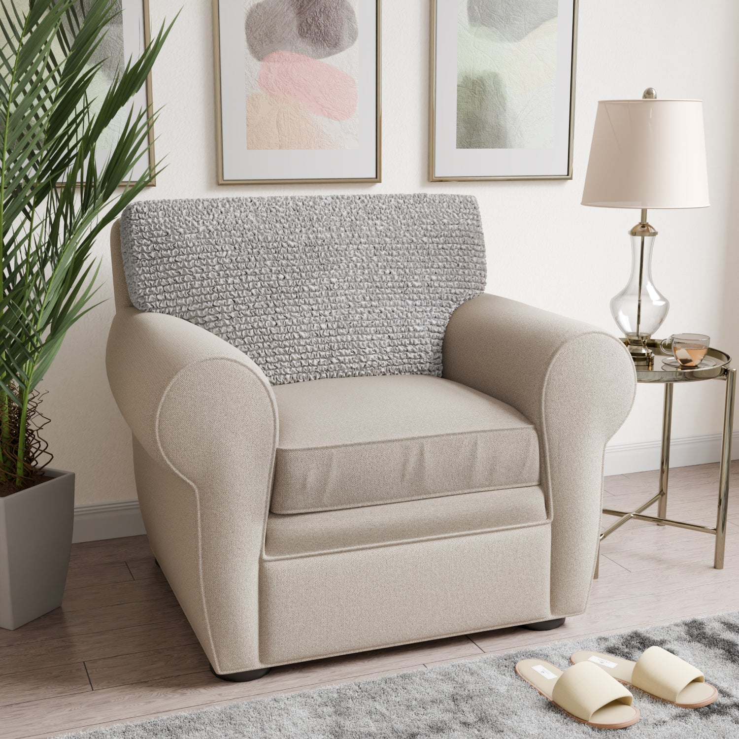 Light Grey Seat Cushion Cover, Microfibra Collection