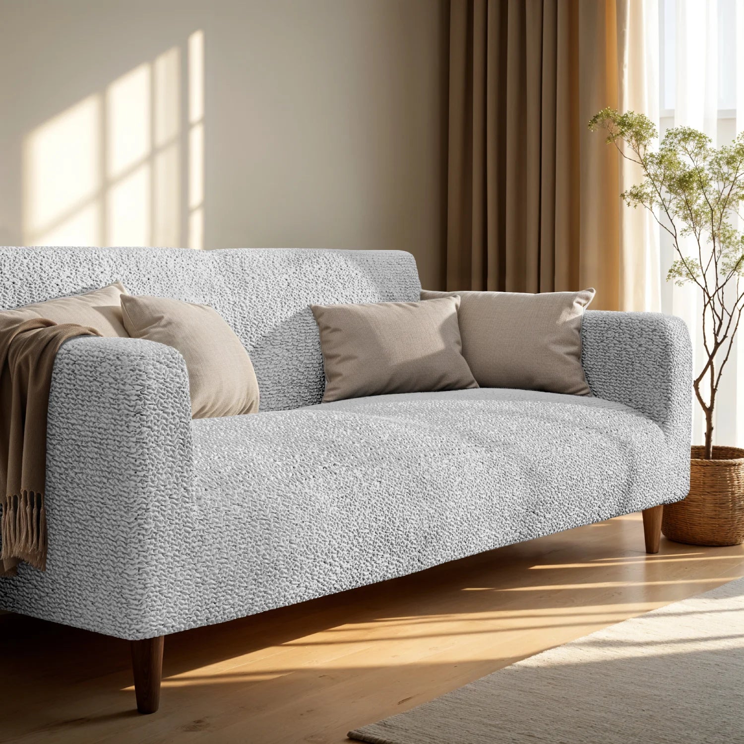 Light Grey Loveseat 2 Seater Slipcover, Microfibra Collection