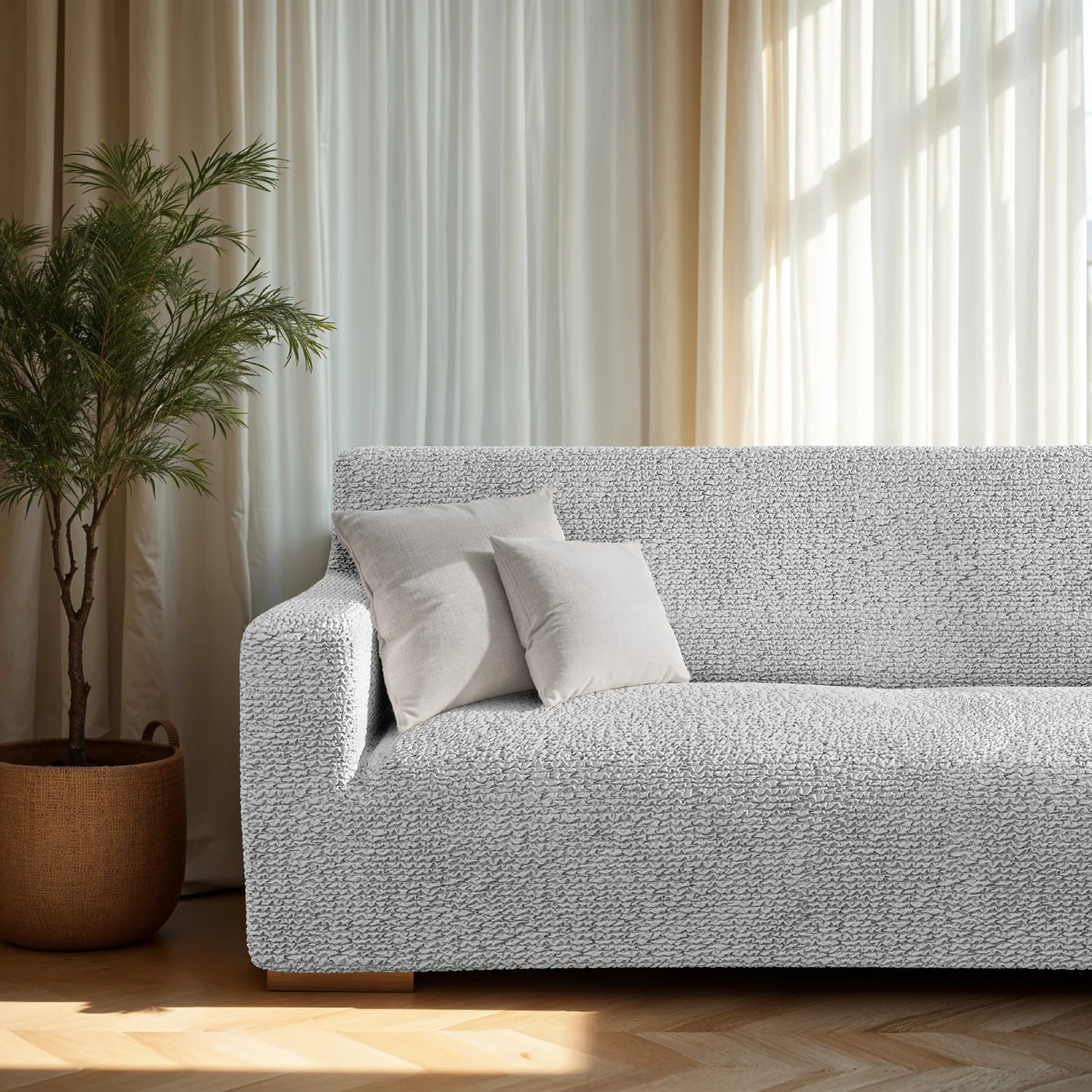Light Grey Loveseat 2 Seater Slipcover, Microfibra Collection