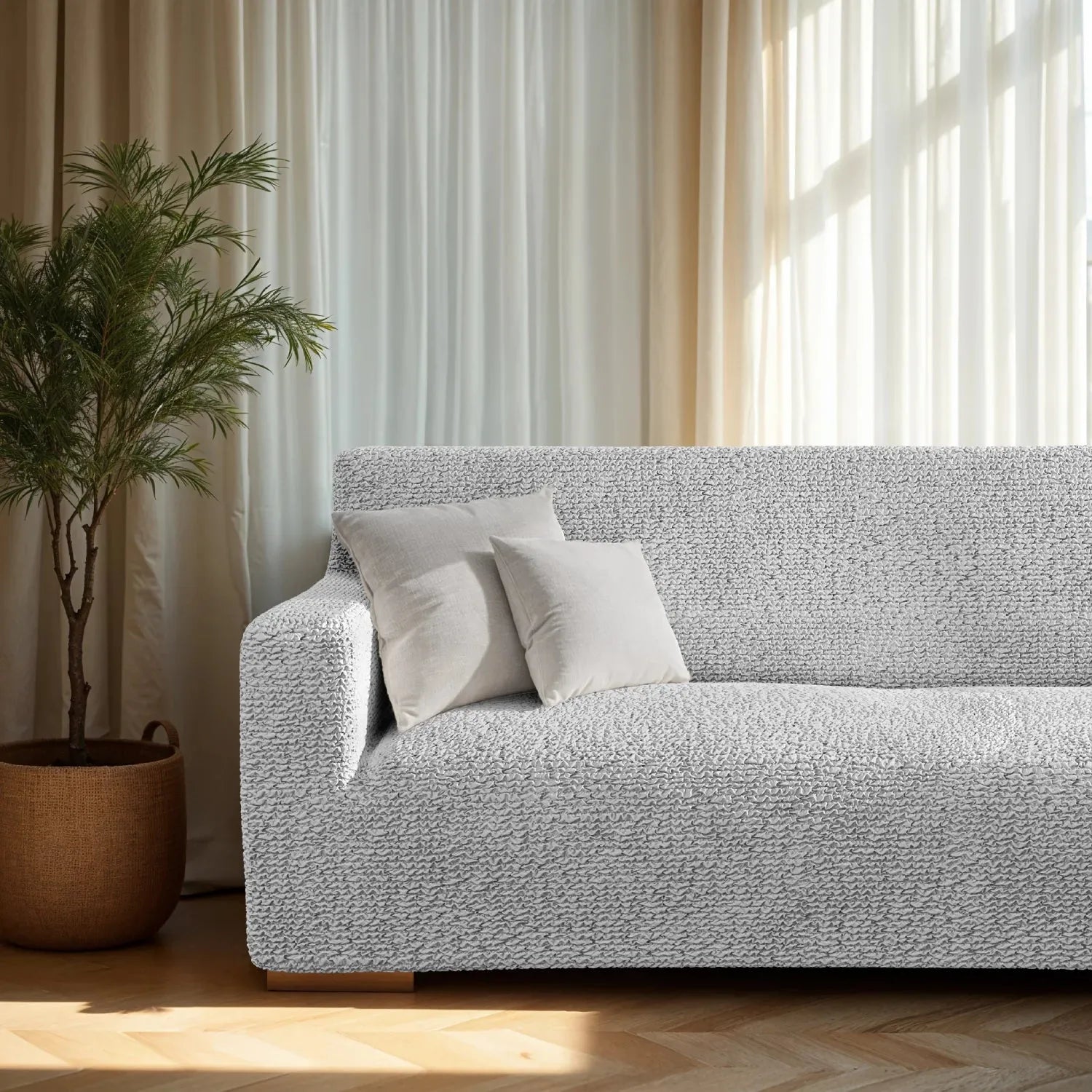 Light Grey Sofa 4 Seater Slipcover, Microfibra Collection
