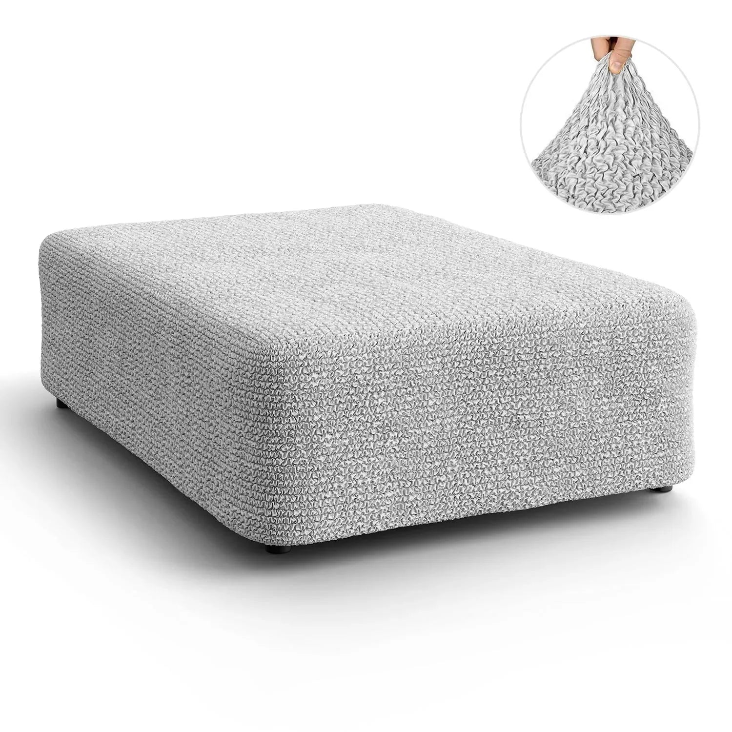 Light Grey Ottoman Slipcover (Large), Microfibra Collection