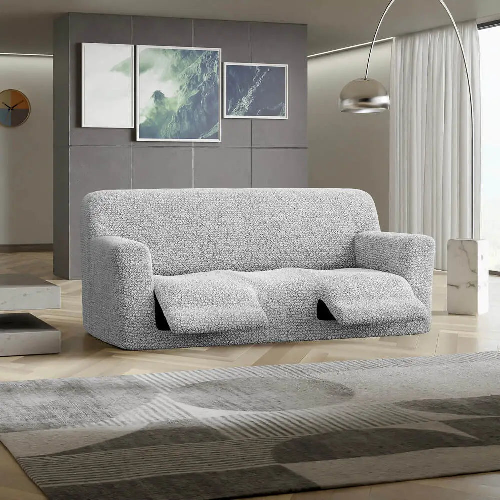 Light Grey 3 Seater Recliner Slipcover, Microfibra Collection