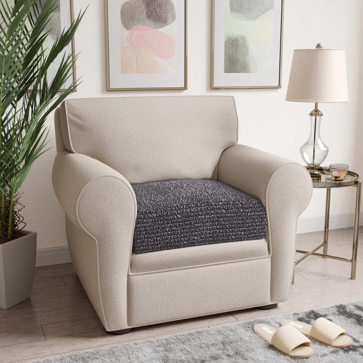 Dark Grey Seat Cushion Cover, Microfibra Collection