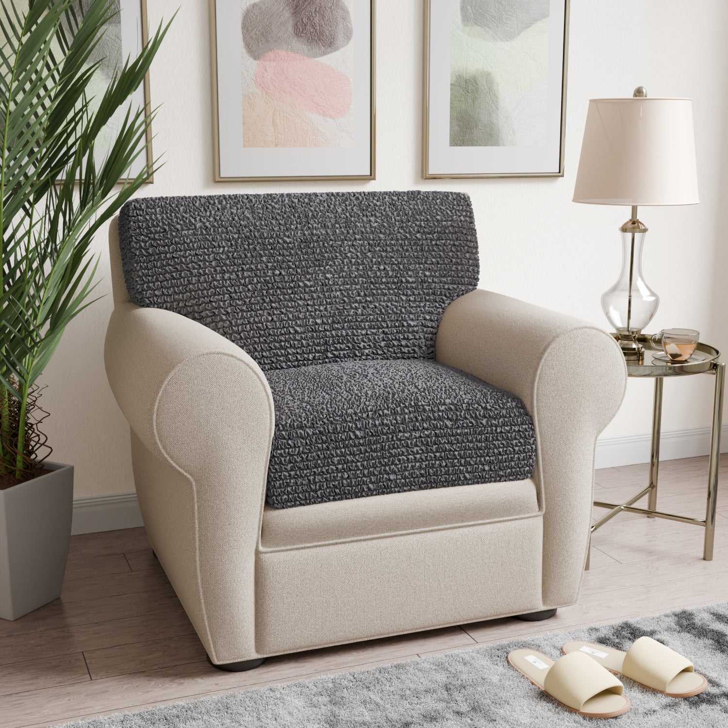 Dark Grey Seat Cushion Cover, Microfibra Collection