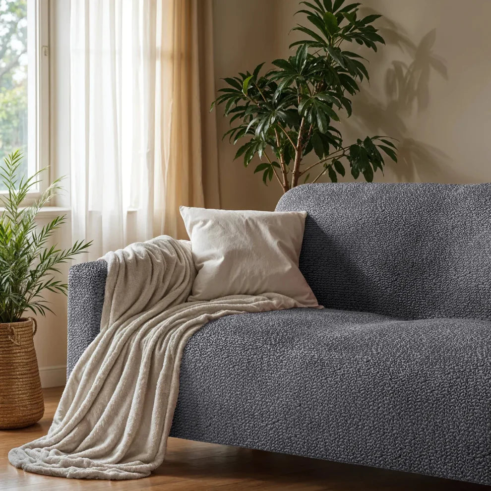 Dark Grey Sofa 4 Seater Slipcover, Microfibra Collection