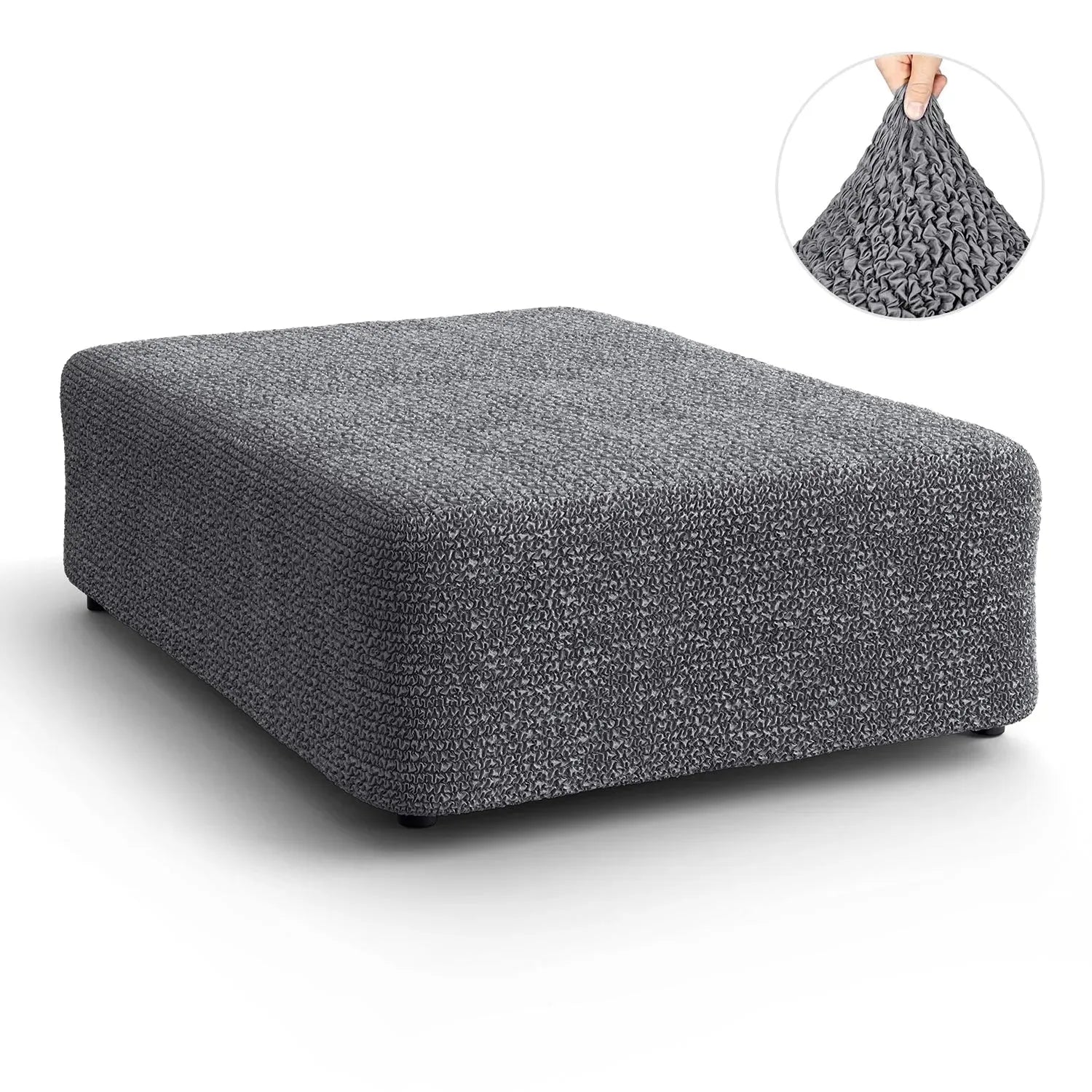 Dark Grey Ottoman Slipcover (Large), Microfibra Collection