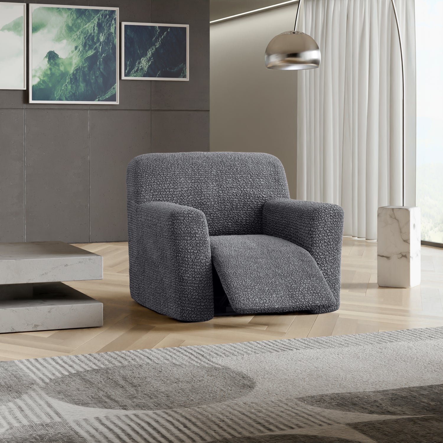 Dark Grey Recliner Slipcover, Microfibra Collection