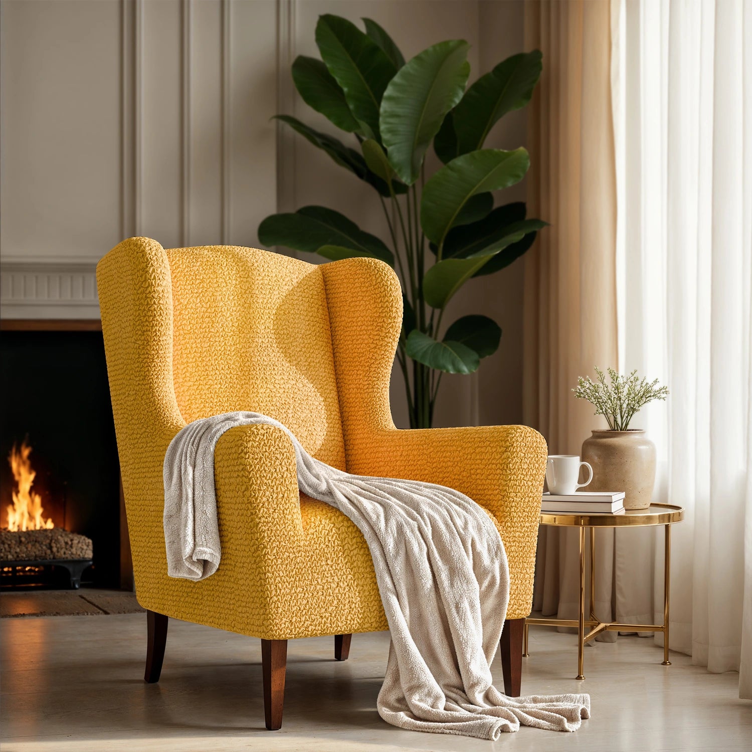 Mango Wingback Chair Slipcover, Microfibra Collection