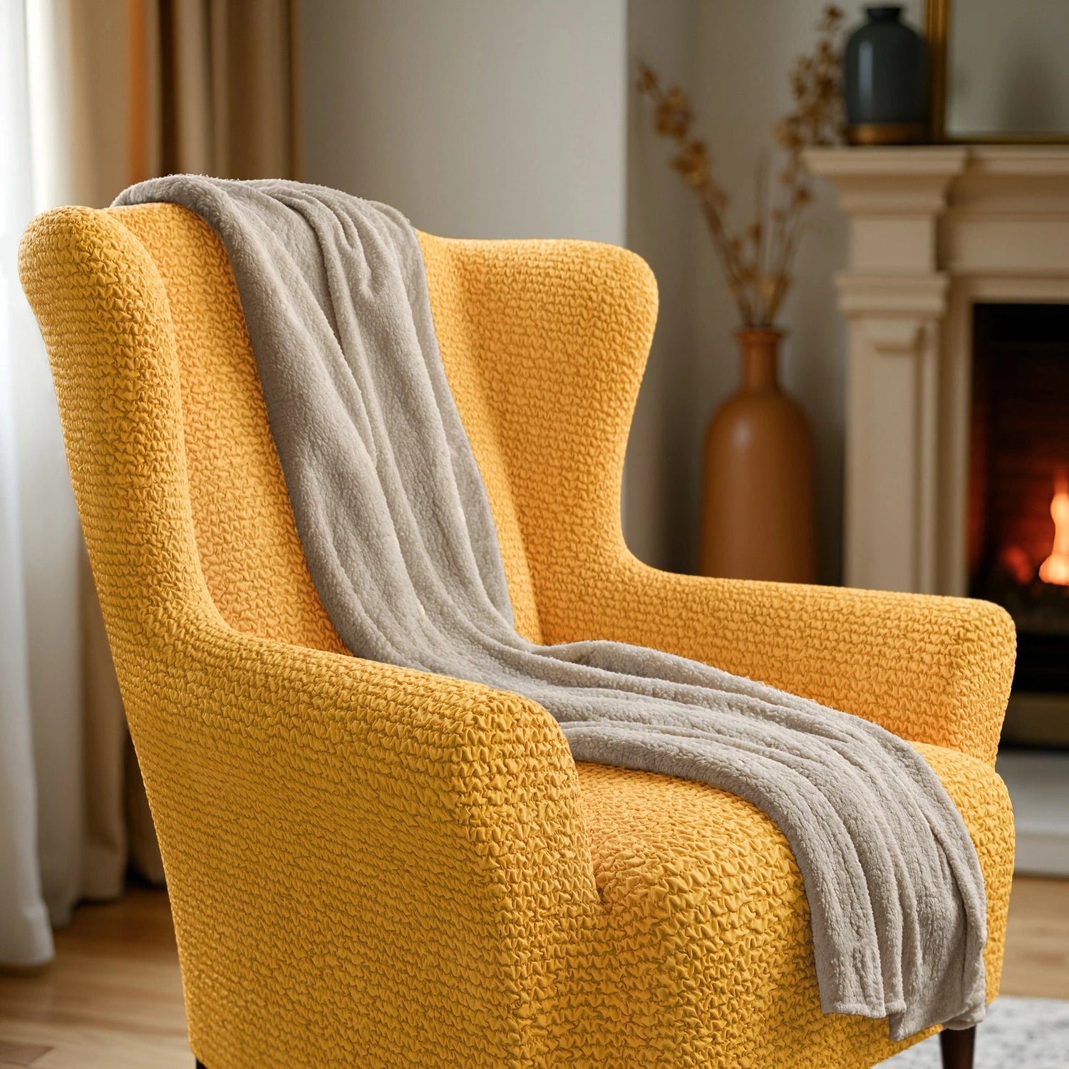 Mango Wingback Chair Slipcover, Microfibra Collection