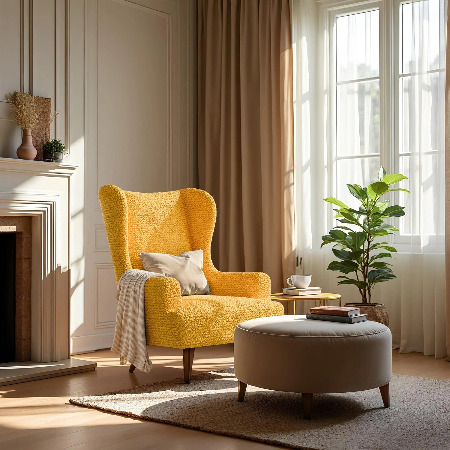 Mango Wingback Chair Slipcover, Microfibra Collection