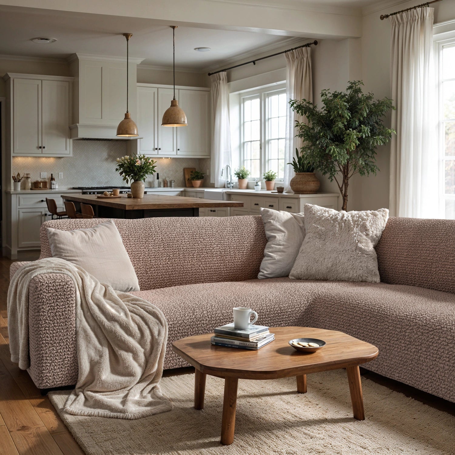 Marsala Corner Sofa Slipcover, Microfibra Collection