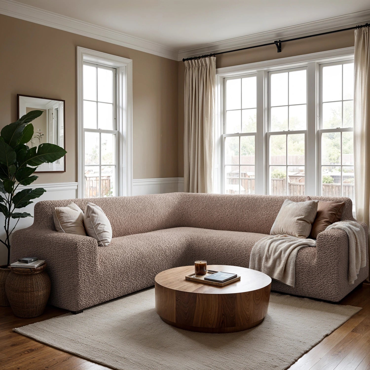 Marsala Corner Sofa Slipcover, Microfibra Collection