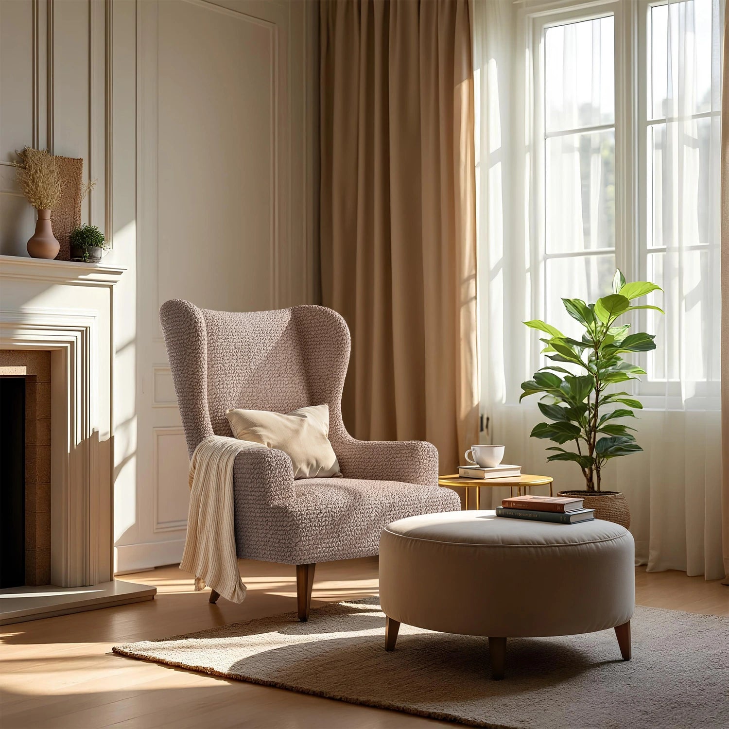 Marsala Wingback Chair Slipcover, Microfibra Collection
