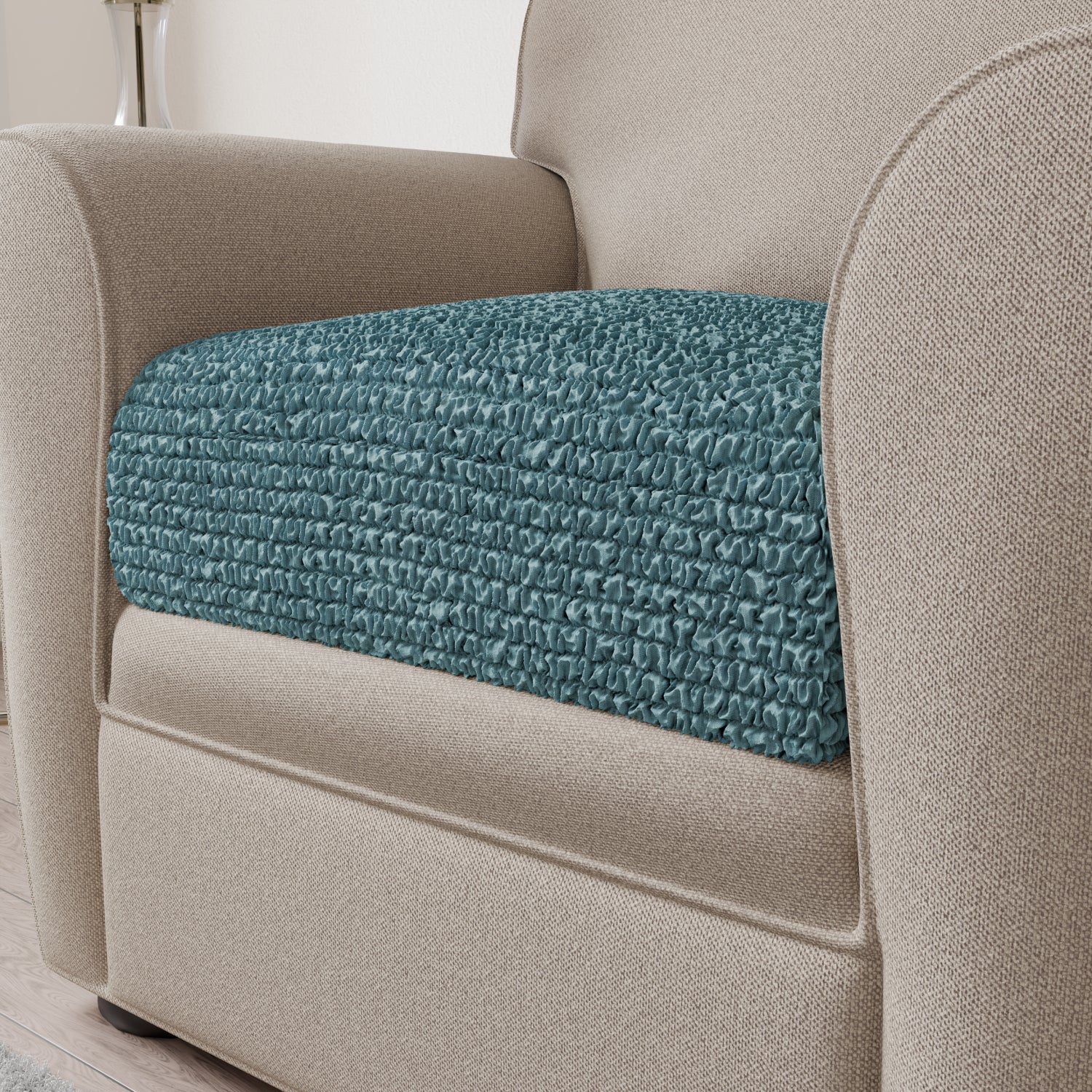 Teal Seat Cushion Cover, Microfibra Collection