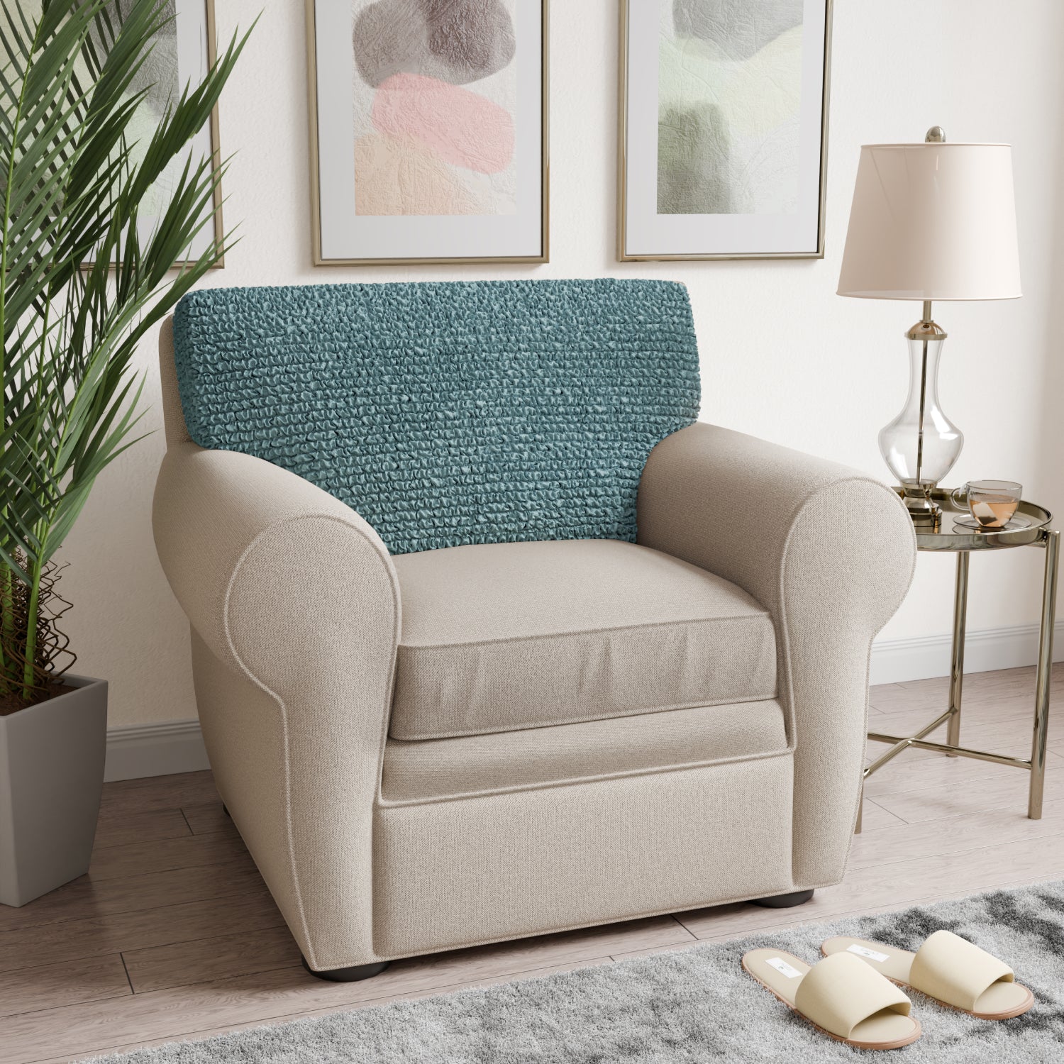 Teal Seat Cushion Cover, Microfibra Collection