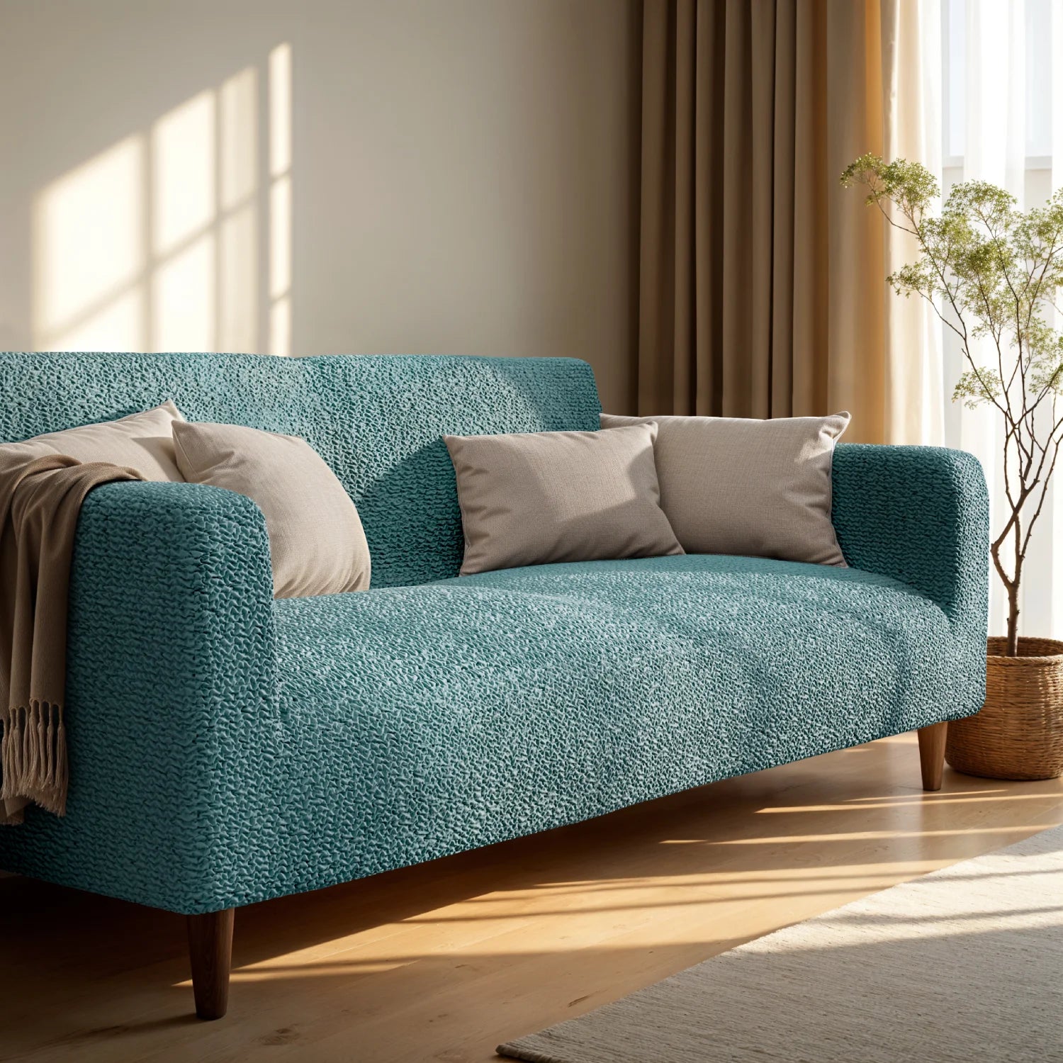 Teal Loveseat 2 Seater Slipcover, Microfibra Collection