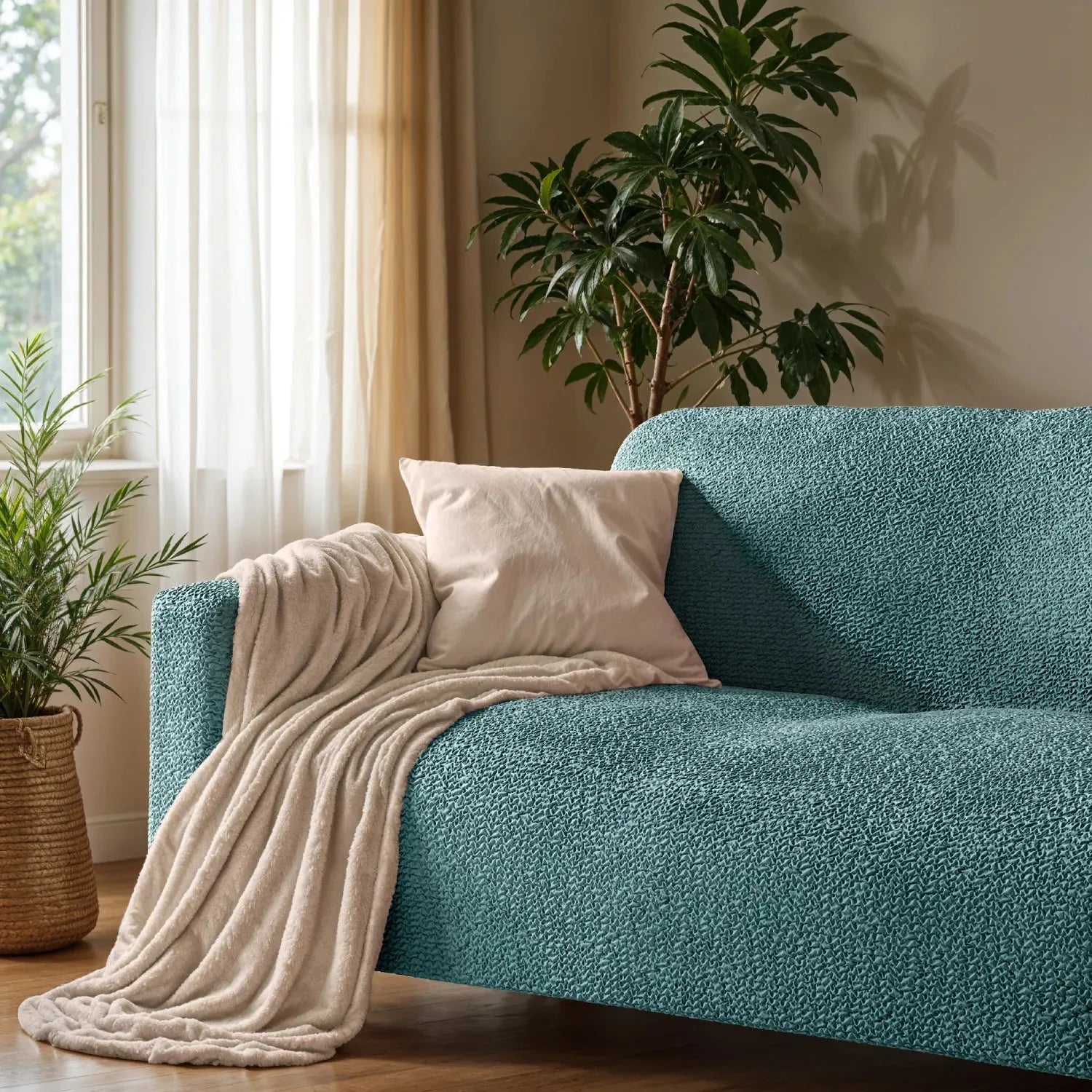 Teal Sofa 4 Seater Slipcover, Microfibra Collection
