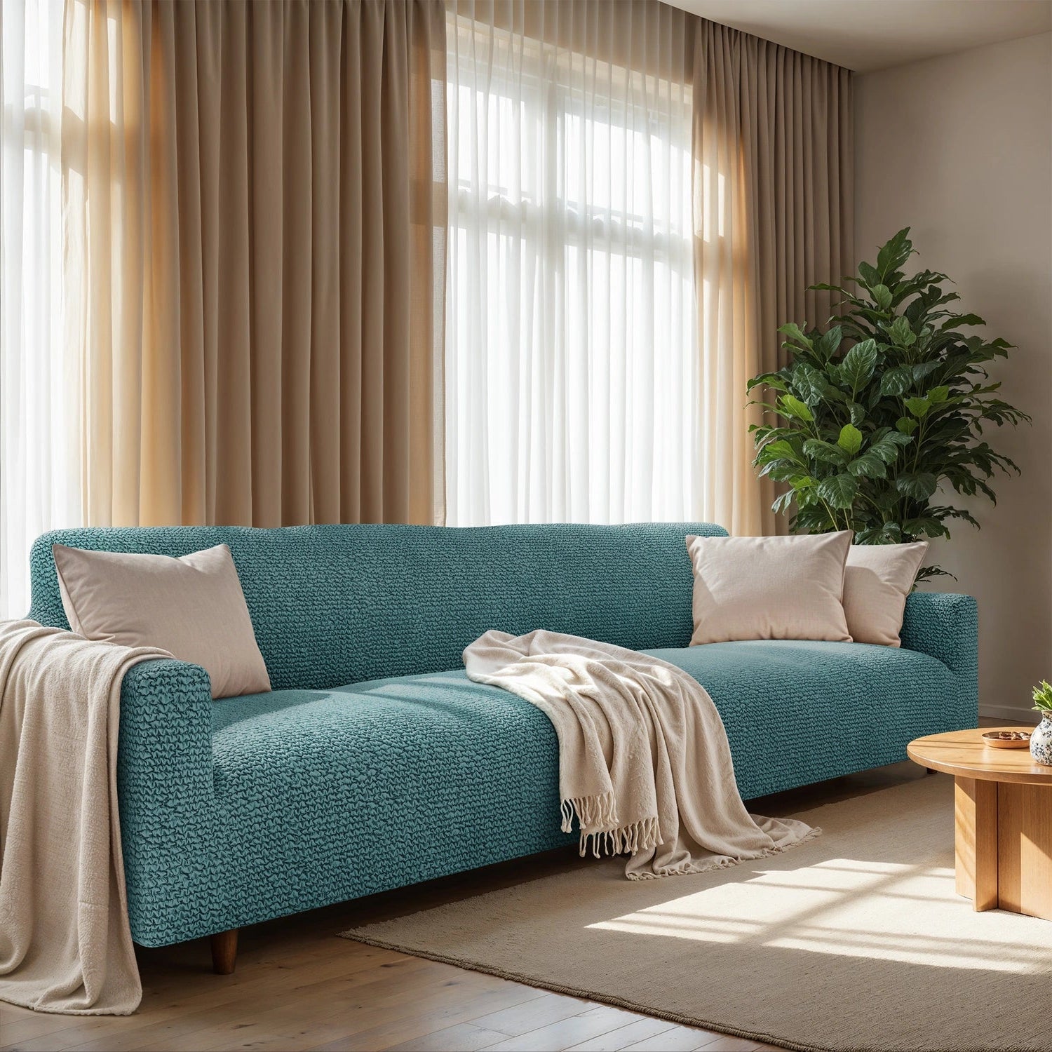 Teal Sofa 4 Seater Slipcover, Microfibra Collection