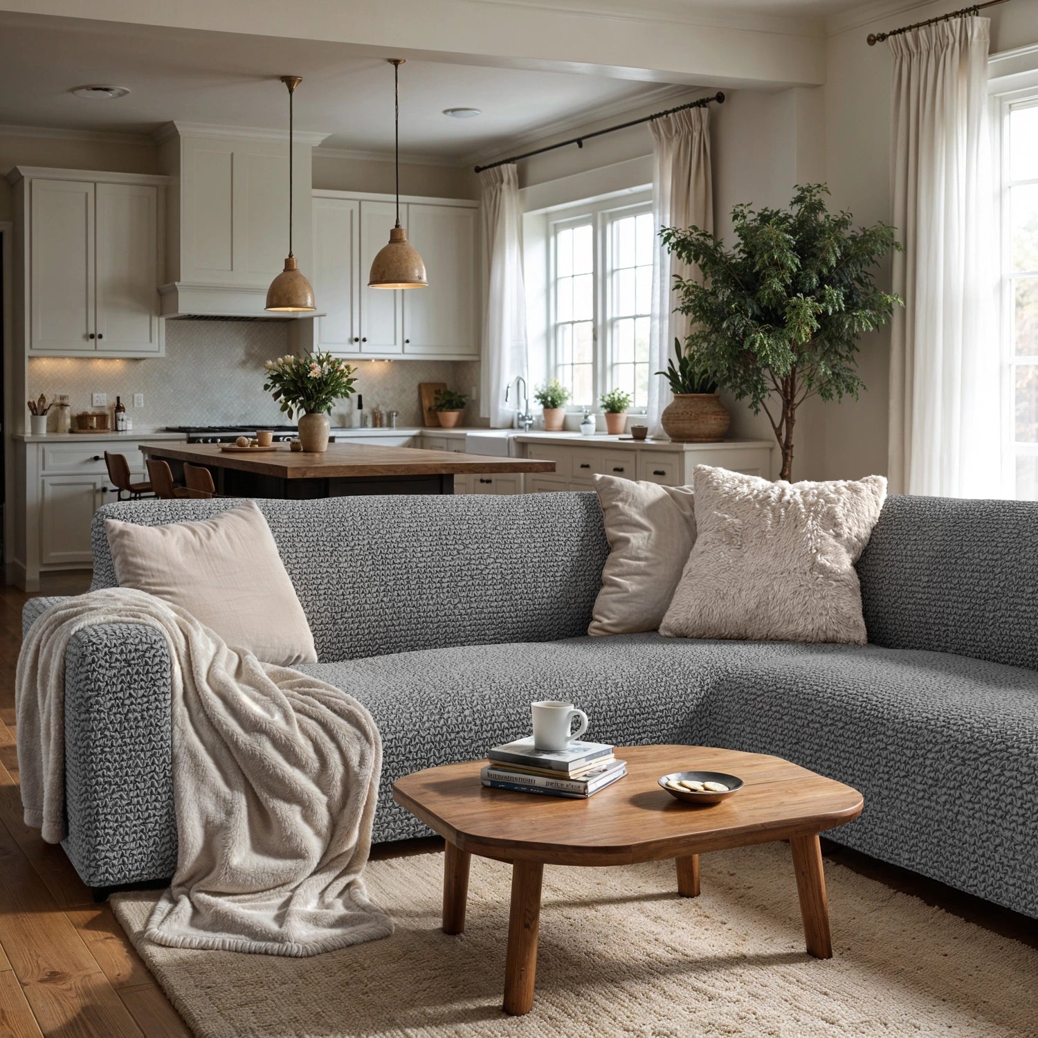 Ash Corner Sofa Slipcover, Microfibra Collection