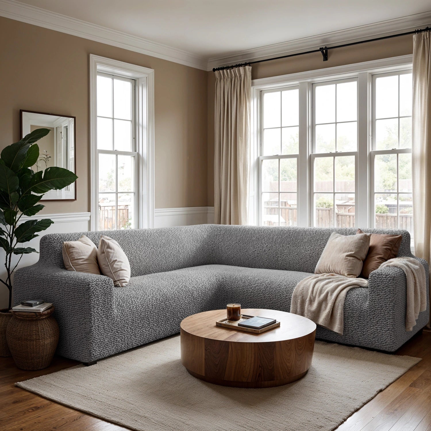Ash Corner Sofa Slipcover, Microfibra Collection