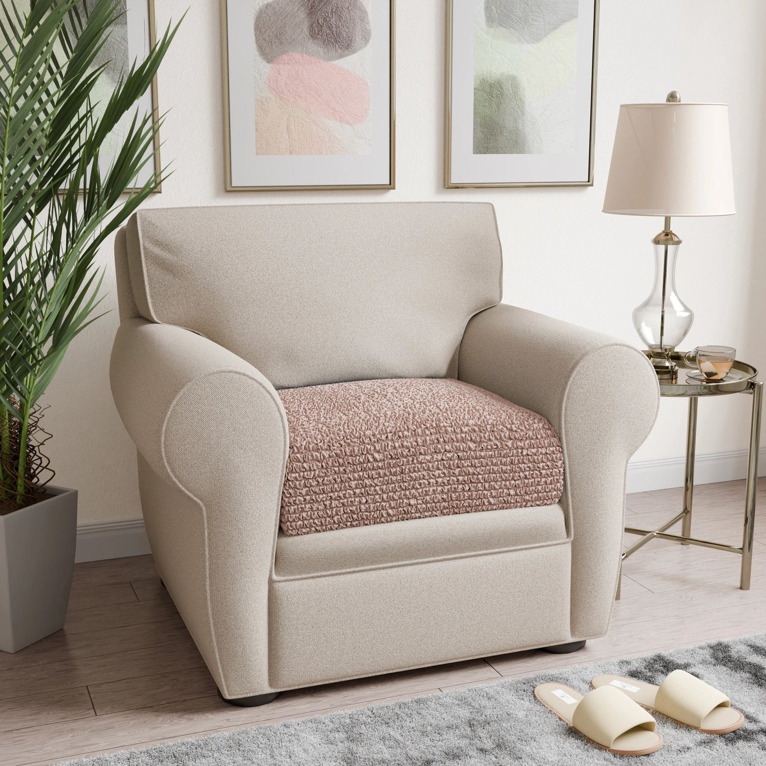 Blush Taupe Seat Cushion Cover, Microfibra Collection