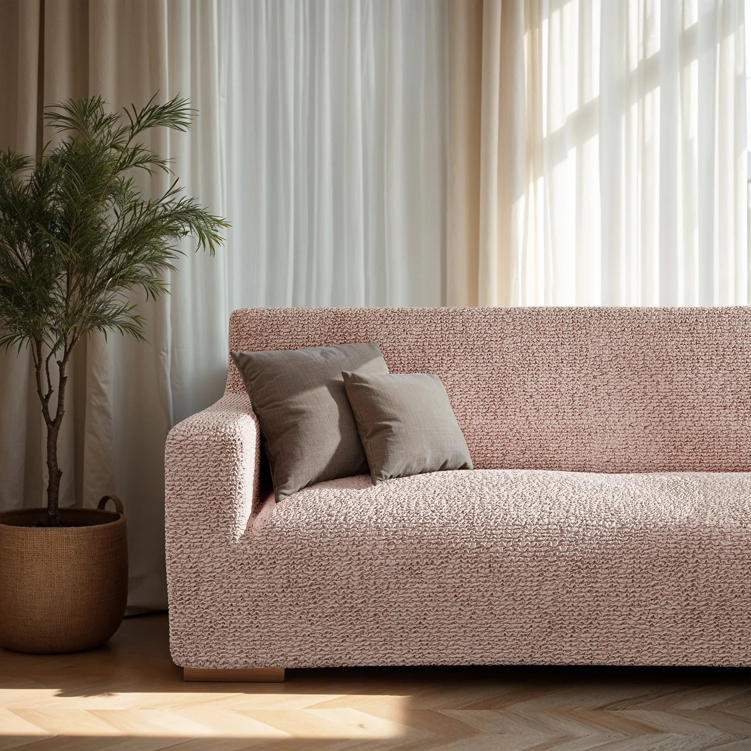 Blush Taupe Loveseat 2 Seater Slipcover, Microfibra Collection