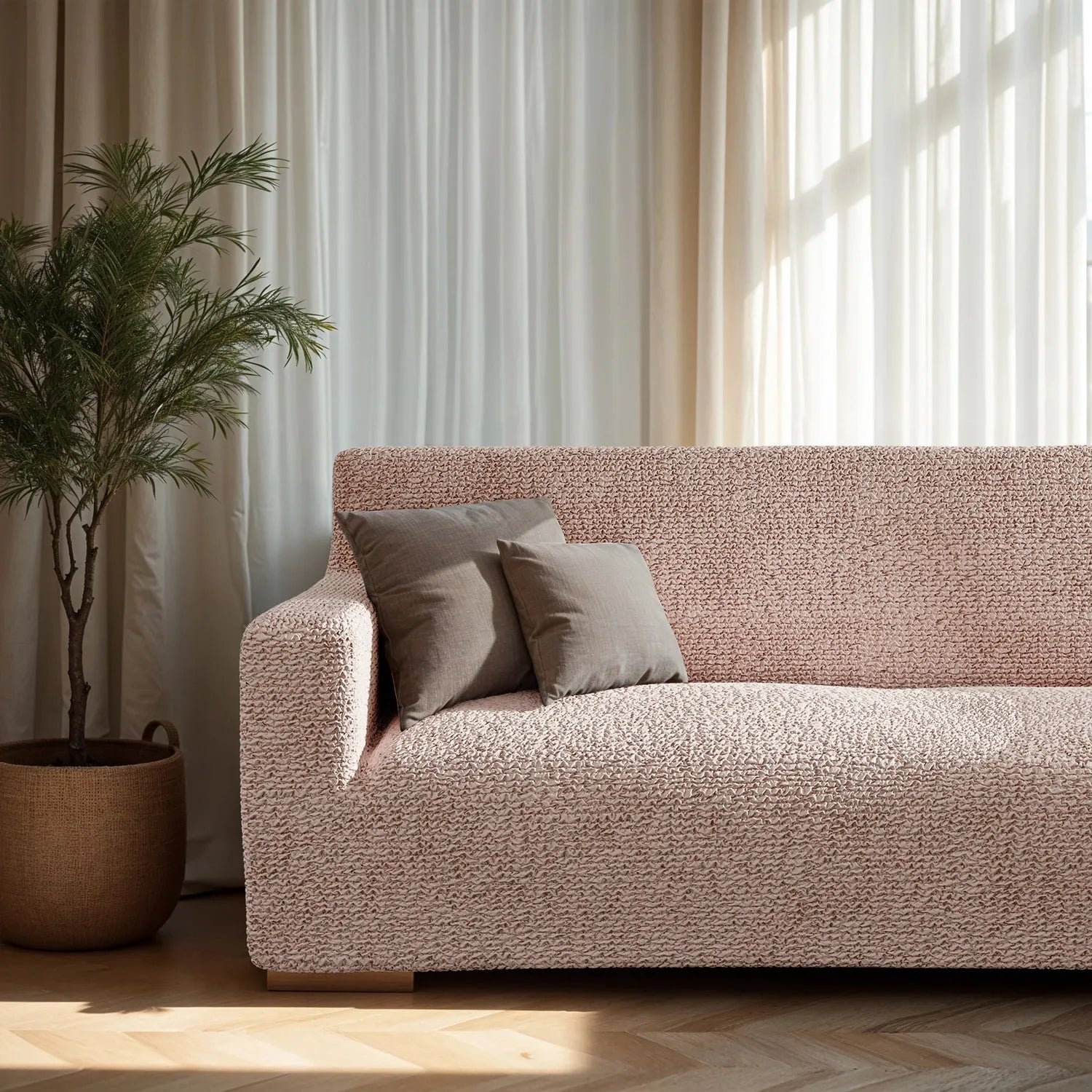Blush Taupe Sofa 4 Seater Slipcover, Microfibra Collection