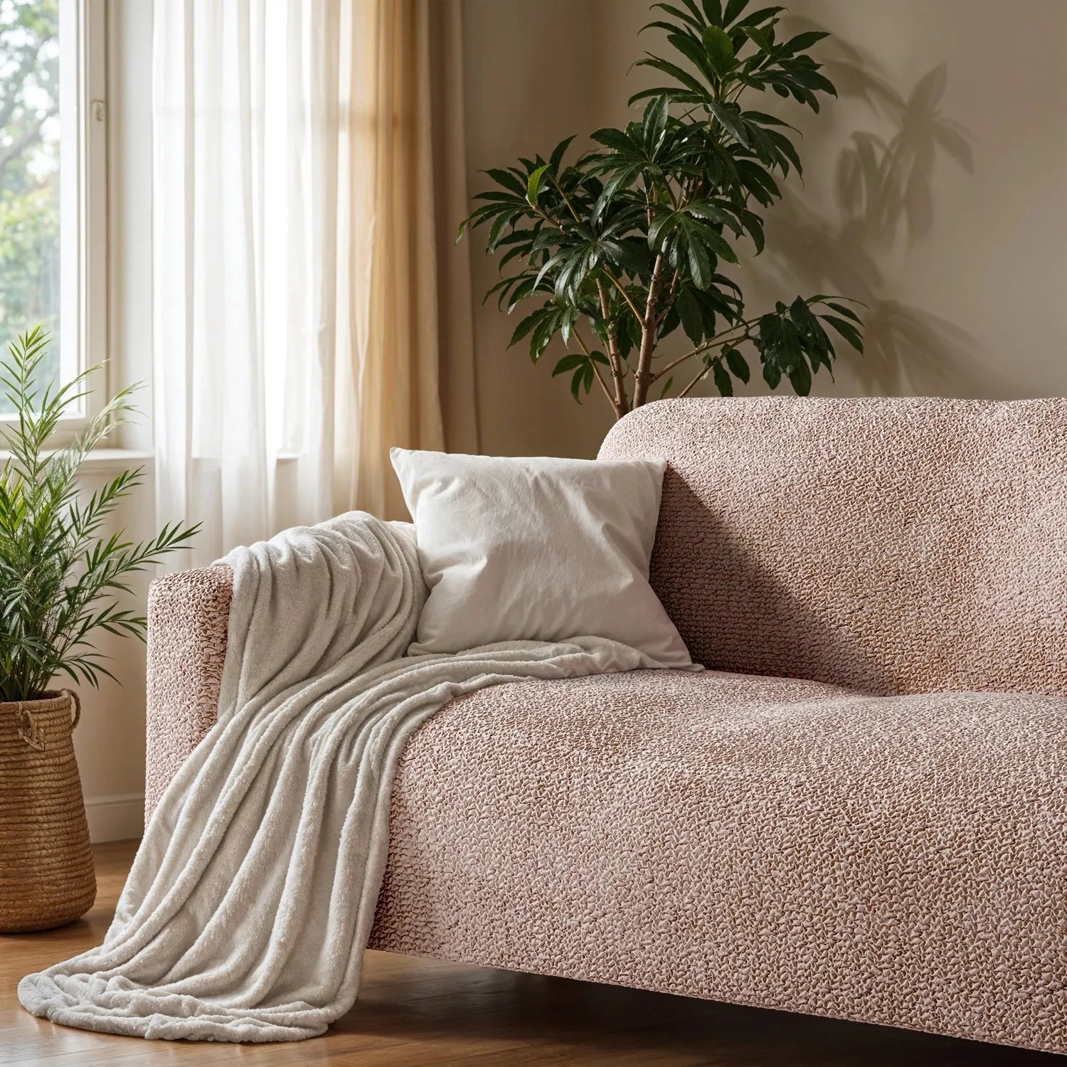 Blush Taupe Sofa 4 Seater Slipcover, Microfibra Collection