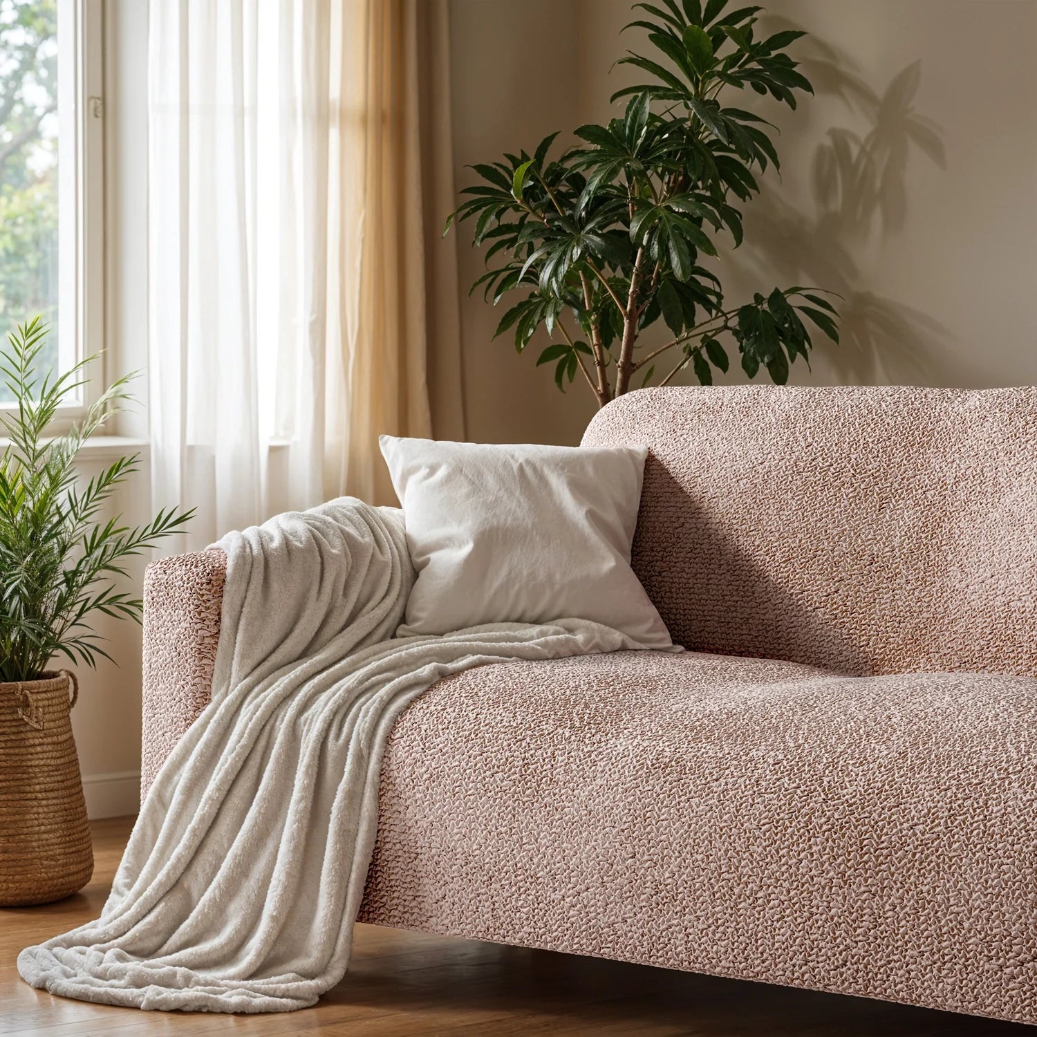 Blush Taupe Loveseat 2 Seater Slipcover, Microfibra Collection