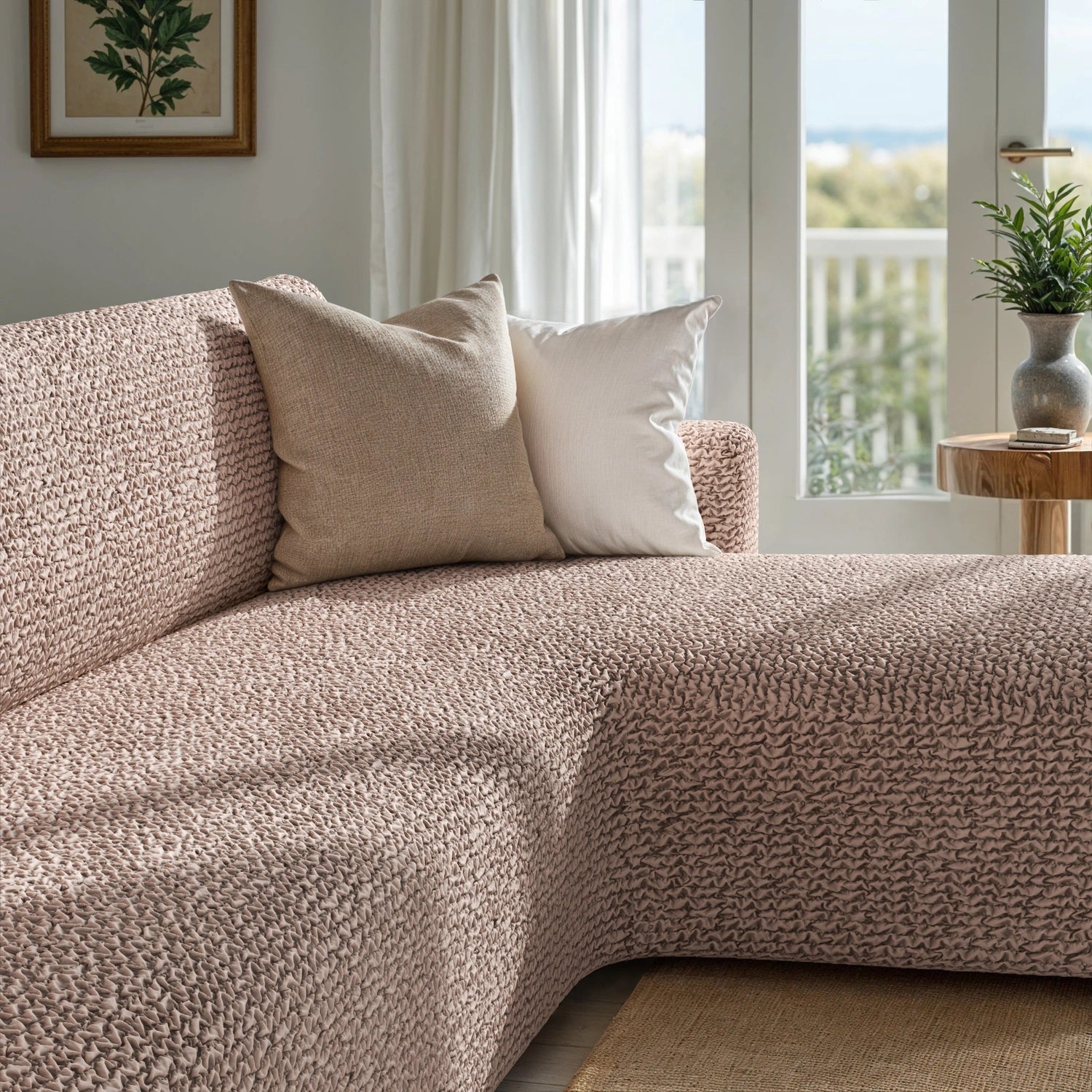 Blush Taupe L-Shaped Sofa Slipcover (Right Chaise), Microfibra Collection