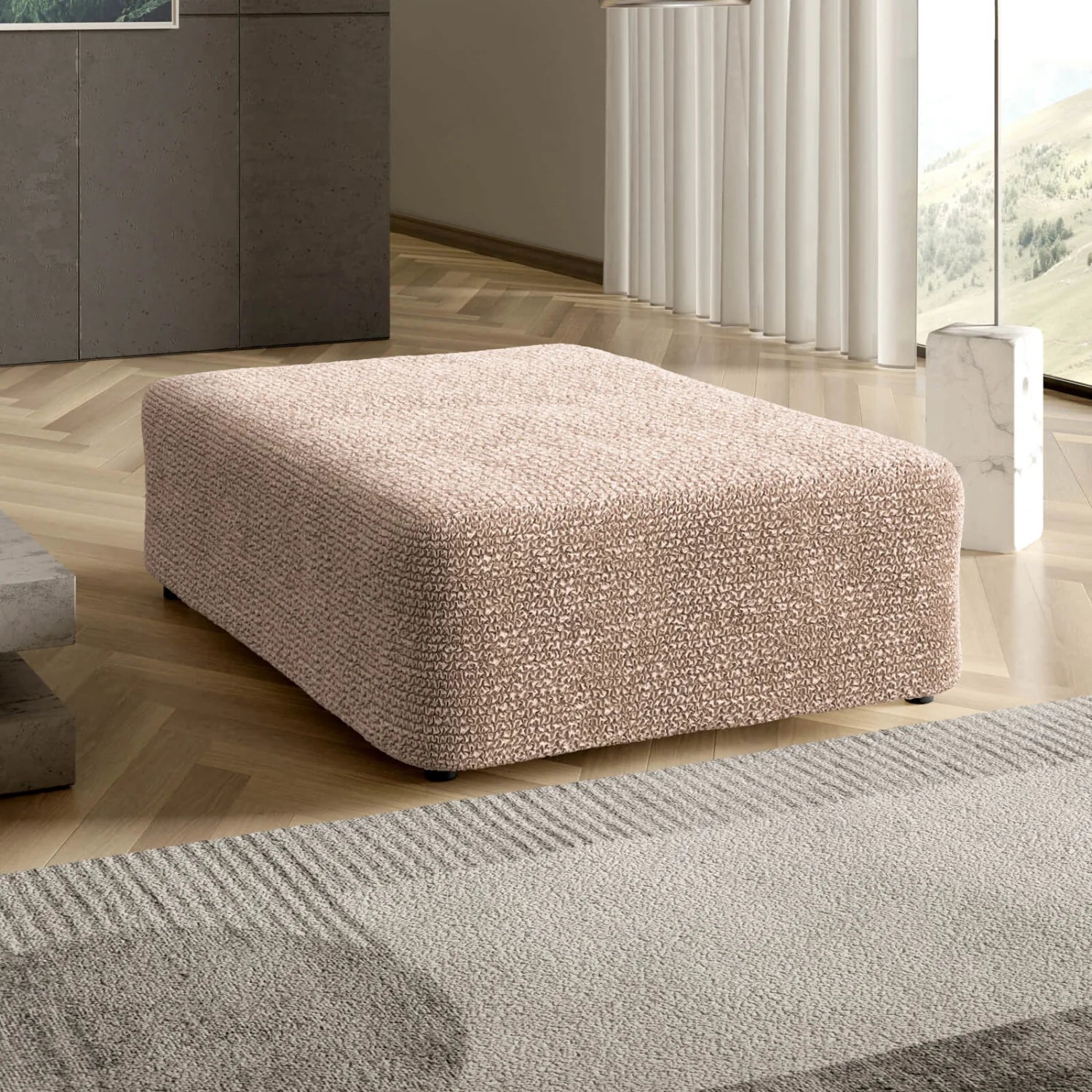 Tapioca Ottoman Slipcover (Large), Microfibra Collection