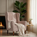 Blush Taupe Wingback Chair Slipcover, Microfibra Collection