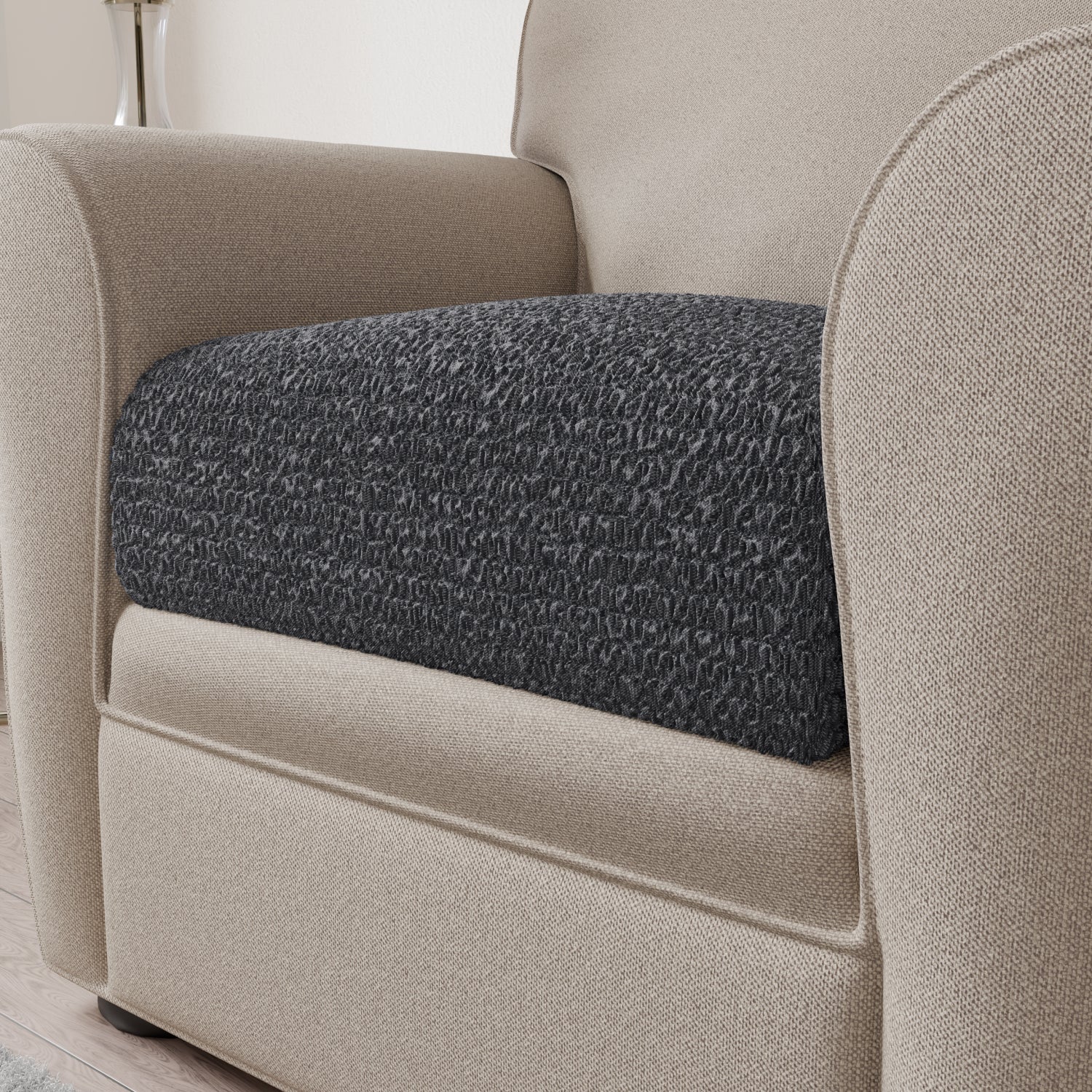 Dark Grey Seat Cushion Cover, Mille Righe Collection