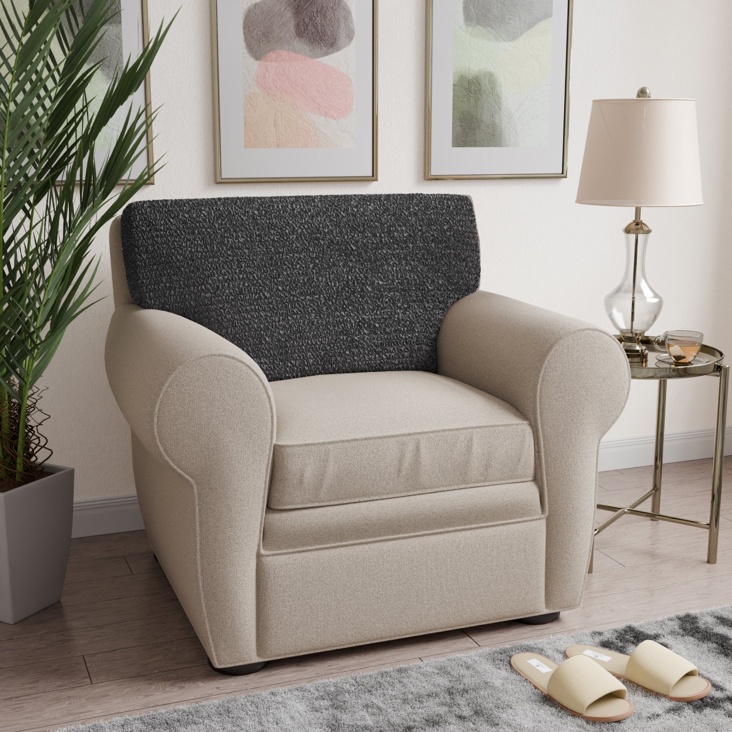 Dark Grey Seat Cushion Cover, Mille Righe Collection
