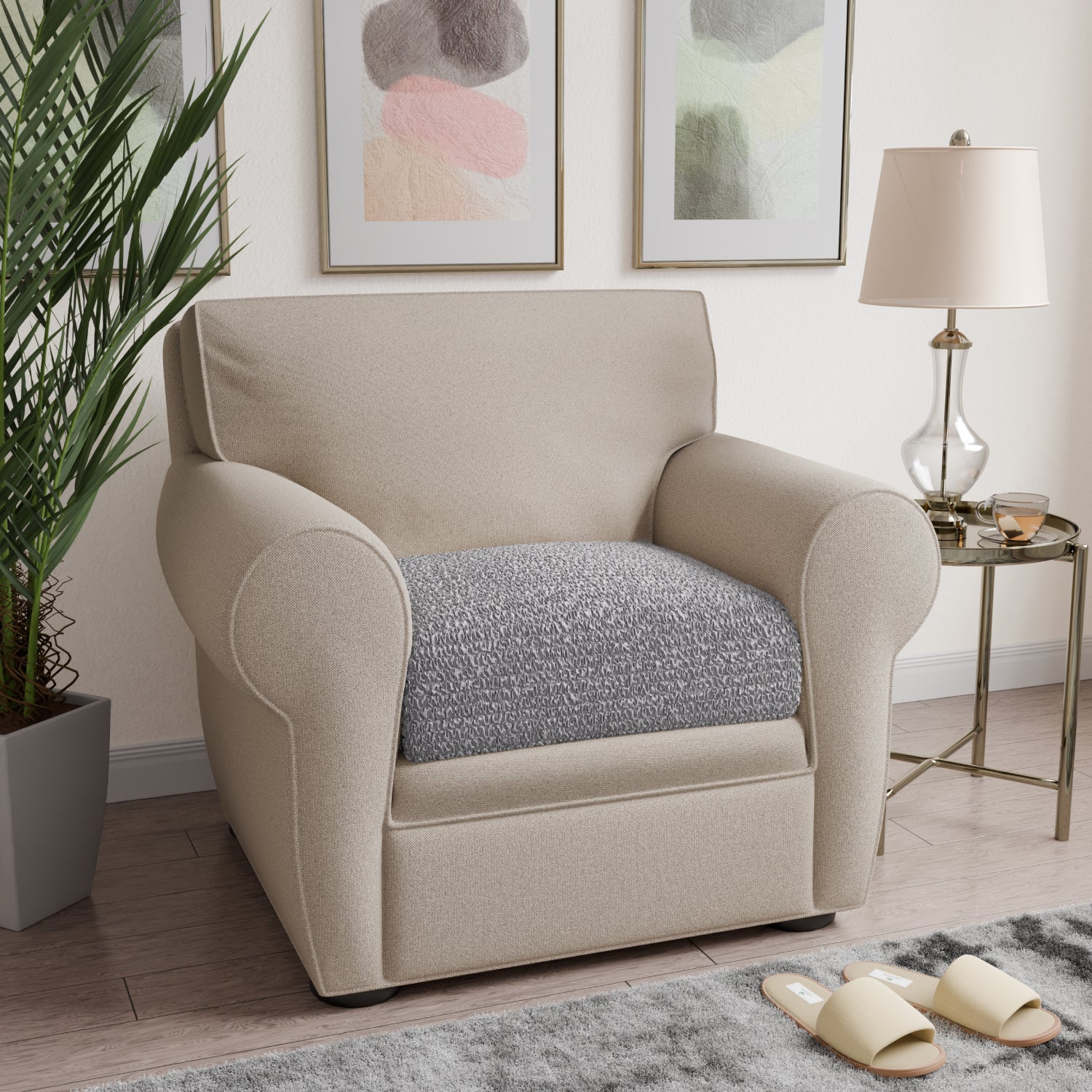 Platinum Seat Cushion Cover, Mille Righe Collection