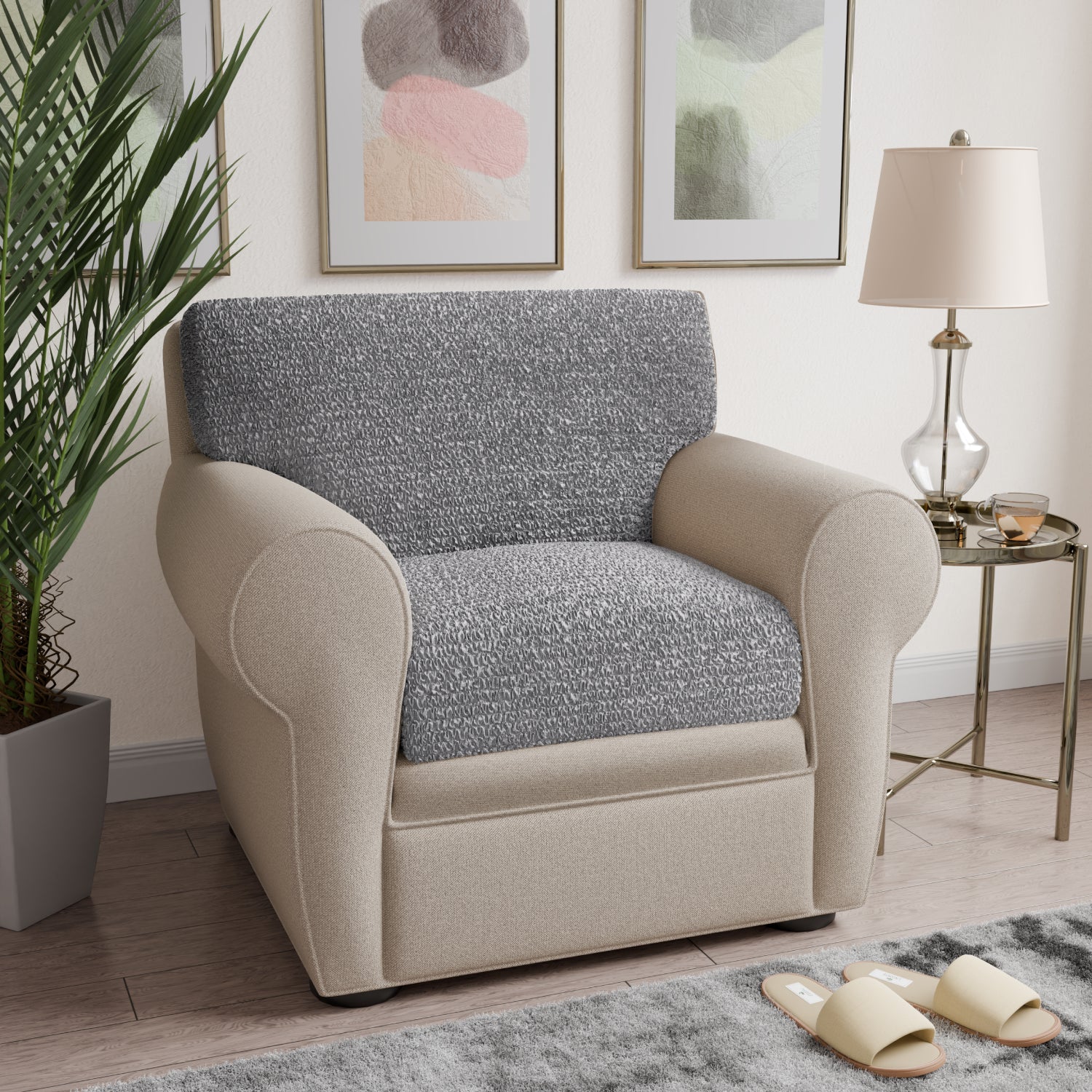 Platinum Seat Cushion Cover, Mille Righe Collection