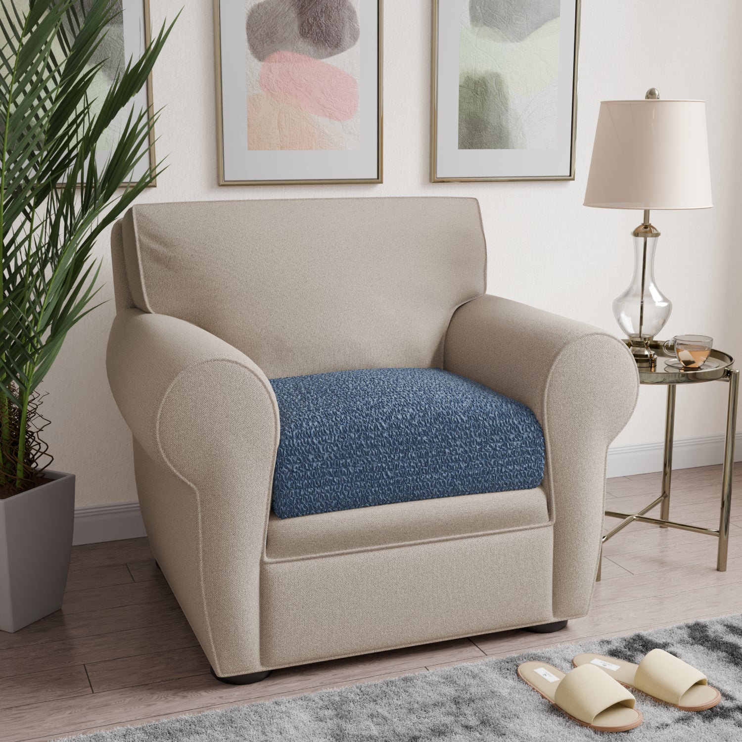 Blue Seat Cushion Cover, Mille Righe Collection