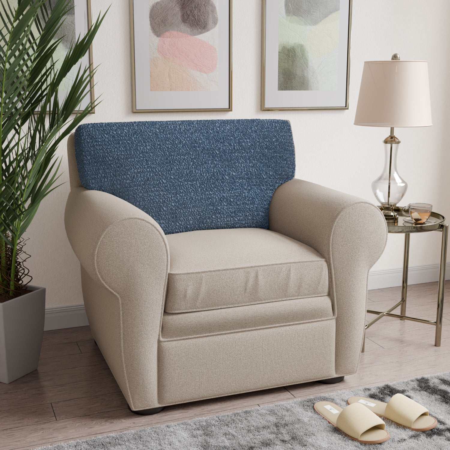 Blue Seat Cushion Cover, Mille Righe Collection
