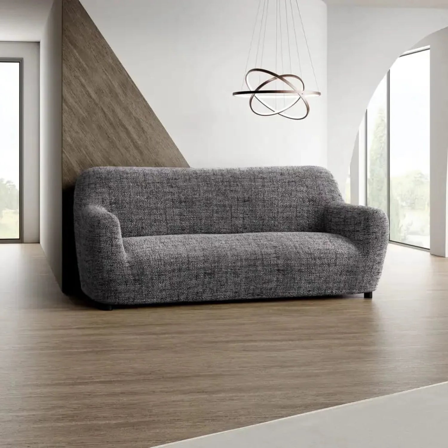 Vittoria Grey Sofa 3 Seater Slipcover, Microfibra Printed Collection