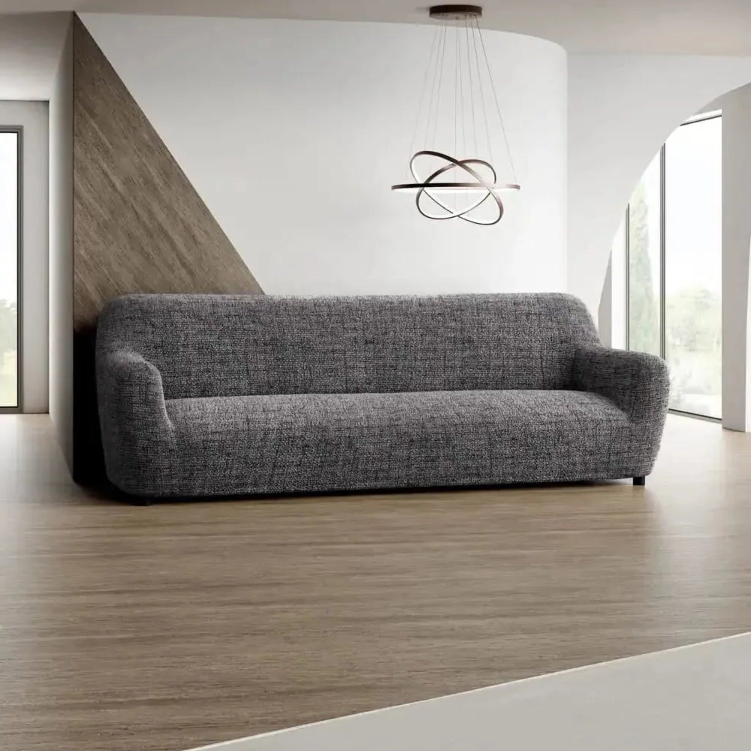 Vittoria Grey Sofa 4 Seater Slipcover, Microfibra Printed Collection