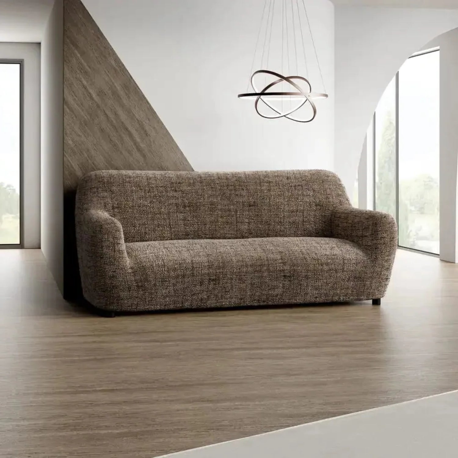 Vittoria Brown Sofa 3 Seater Slipcover, Microfibra Printed Collection