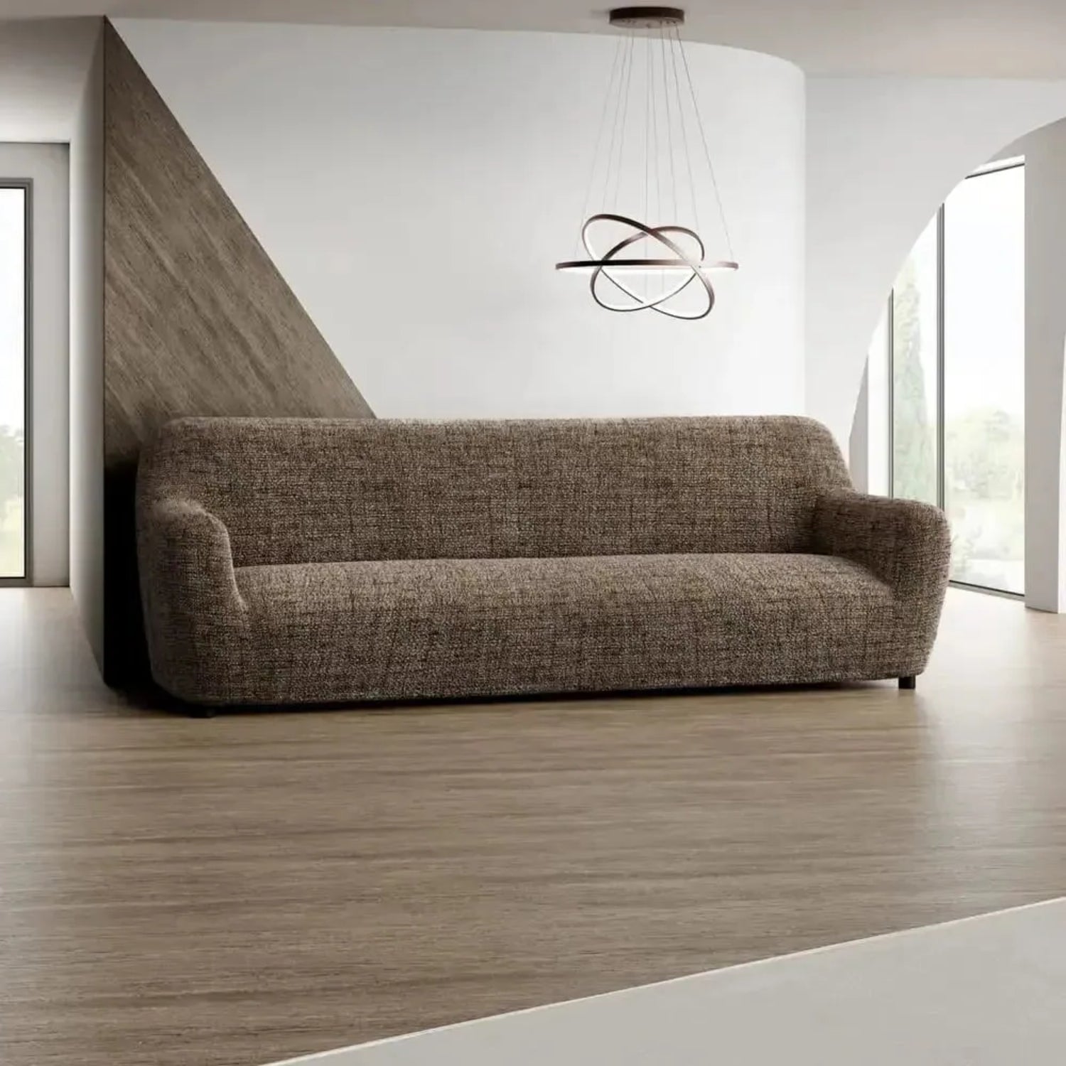 Vittoria Brown Sofa 4 Seater Slipcover, Microfibra Printed Collection