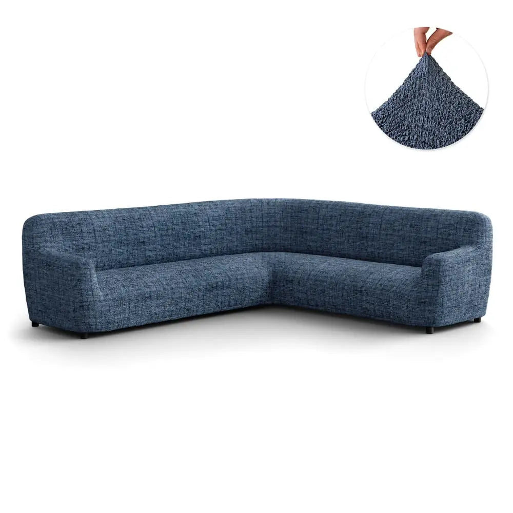 Vittoria Blue Corner Sofa Slipcover, Microfibra Printed Collection