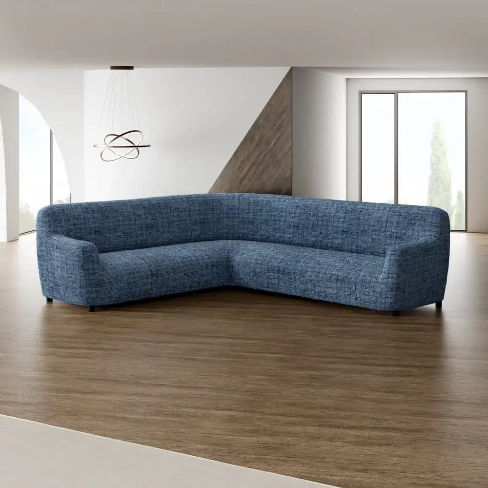 Vittoria Blue Corner Sofa Slipcover, Microfibra Printed Collection
