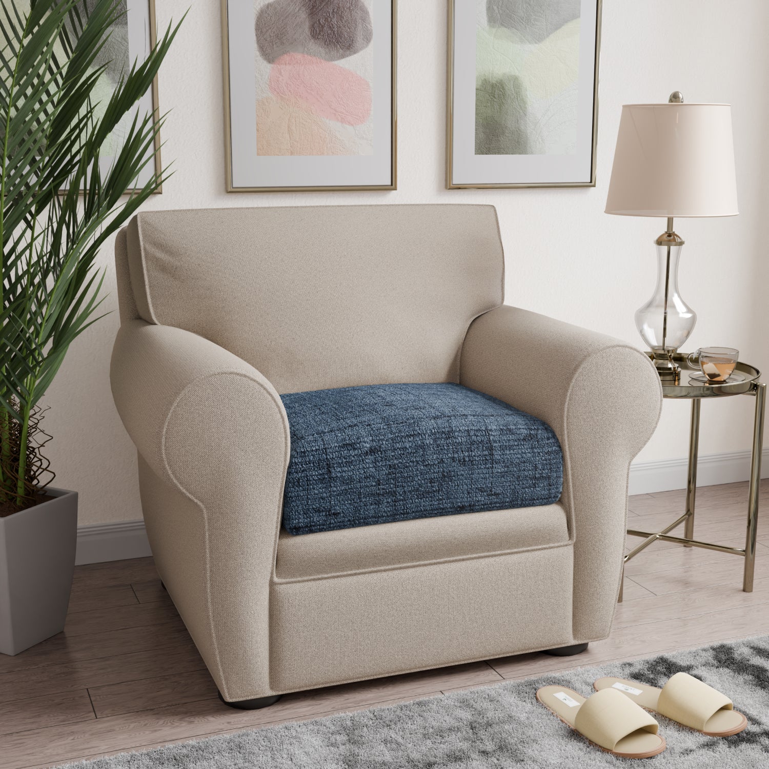 Vittoria Blue Seat Cushion Cover, Microfibra Printed Collection