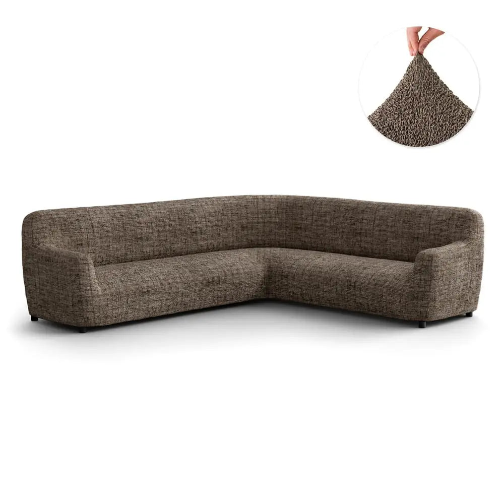 Vittoria Brown Corner Sofa Slipcover, Microfibra Printed Collection