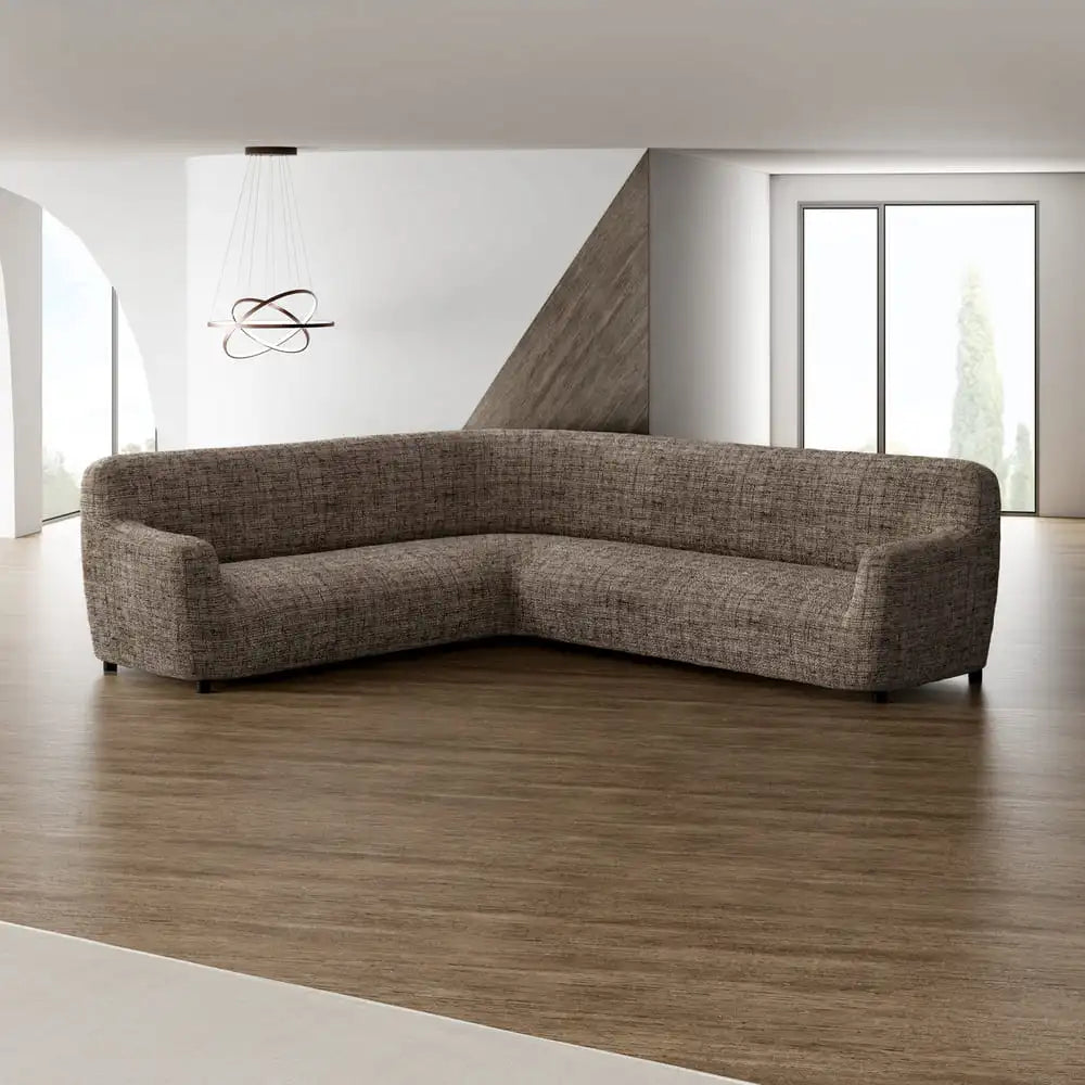Vittoria Brown Corner Sofa Slipcover, Microfibra Printed Collection