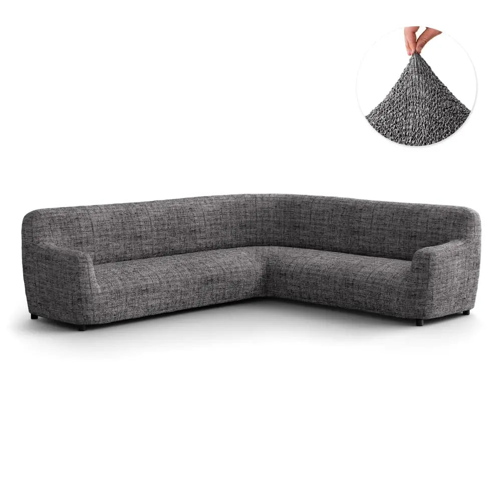 Vittoria Grey Corner Sofa Slipcover, Microfibra Printed Collection