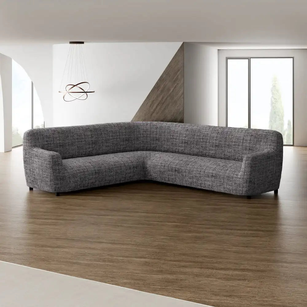 Vittoria Grey Corner Sofa Slipcover, Microfibra Printed Collection
